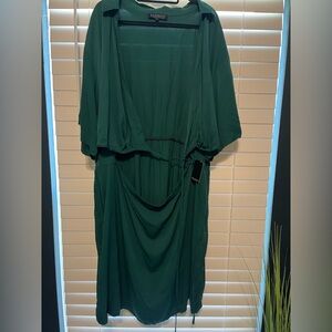 Eloquii Green collared cut out dress